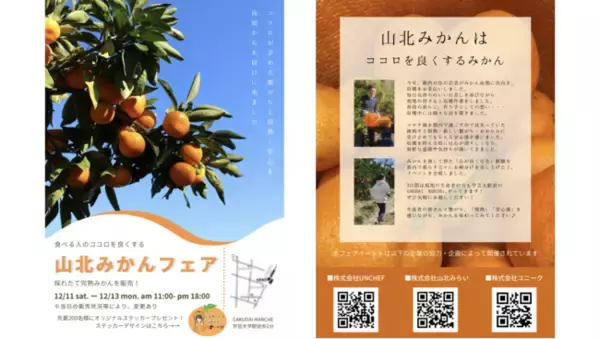 12月11日（土）～12月13日（月）U-29世代の若者が生産者と高知県産 旬のみかんを販売する「U-29・山北みかんフェア」を開催