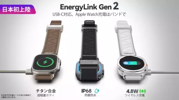 Apple Watchのバンドが、そのまま充電器に。バンド一体型充電ソリューション「EnergyLink Gen 2」がMakuakeにて先行販売中