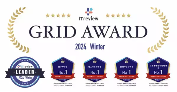 【HERP Hire】ITreview Grid Award 2024 Winterの採用管理システム（ATS）部門で5期連続となる「Leader」を受賞