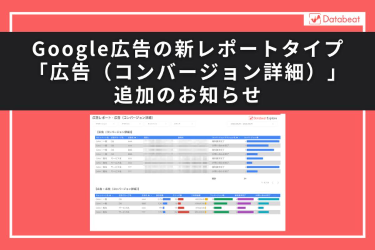 Databeat】Google広告の新レポートタイプ「広告（コンバージョン詳細）」追加のお知らせ - エキサイトニュース