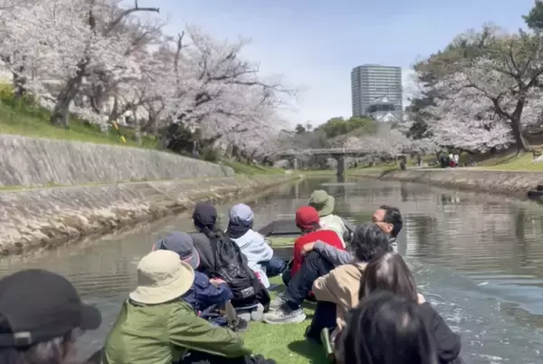 岡崎城公園で「舟あそび」運航　桜を水上から楽しむお花見体験