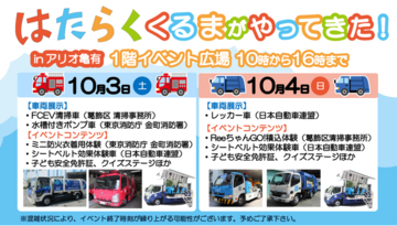 【JAF東京】前回大盛況のイベントがパワーアップ！アリオ亀有で「はたらくくるま」イベントを開催！