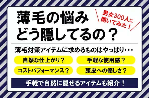 秋は抜け毛が増えやすい季節…「薄毛の悩み、どう隠す？」46％が対策なしと回答、"自然に見える手段"に関心集まる【男女300人調査】