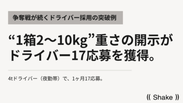 ドライバー採用1ヶ月17応募--効いたのは「1箱2～10kg」という重さの開示