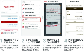 「楽天銀行コンビニ支払サービス（アプリで払込票支払）」eL-QRを活用した地方税以外の公金収納に対応