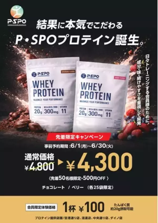 【愛媛・松山】P・SPO、オリジナルプロテイン発売