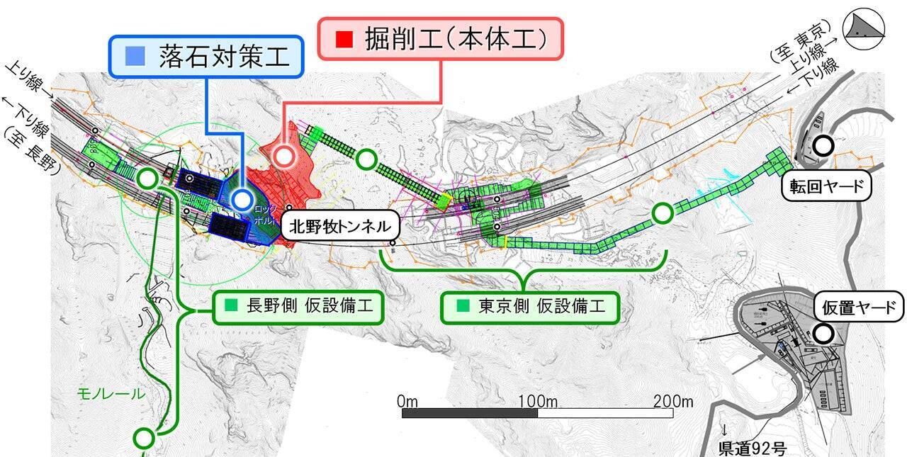 高速道路のトンネル直上70mの崖で岩塊掘削に挑む（大林組-プロジェクト最前線「上信越自動車道（落石対策）北野牧（その1・2）工事」）