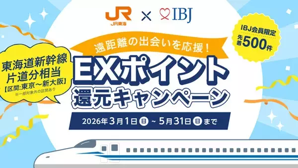 IBJ×JR東海、遠距離婚活を支援する還元企画第3弾。過去最大の500枠へ拡大！