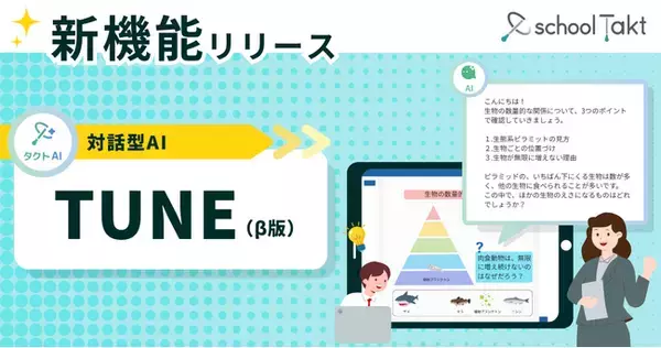 教室に、もう一人の先生を。先生（T1）とAI（T2）が創るこれからのティーム・ティーチング。スクールタクト、新機能「TUNE（チューン）β版」をリリース