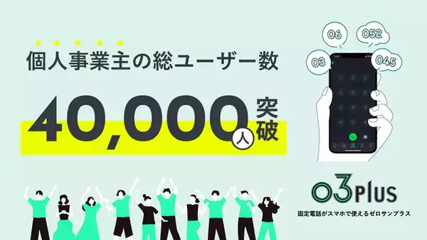 スマホで固定電話が使用できるクラウドPBX「03plus」　個人事業主の総ユーザー数が40,000人を突破