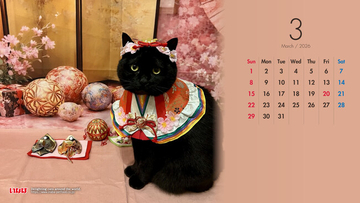 いなばペットフード　わんちゃん・猫ちゃんの「ひな祭り」 ショットを公開！2026年3月カレンダー画像