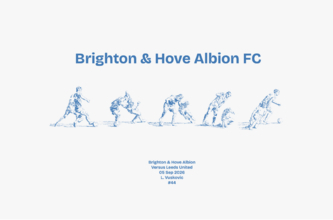 Brighton & Hove Albion FC 今季加入ヴシュコヴィッチ選手、9/5リーズ戦での話題プレーをコマ撮り風スケッチで描き下ろしたロンT予約注文を本日開始。LINE登録で10％OFF。