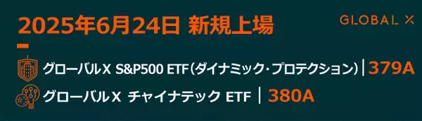 Global X Japan株式会社「グローバルＸ S&P500 ETF（ダイナミック・プロテクション）」【379A】「グローバルＸ チャイナテック ETF」【380A】東京証券取引所に新規上場