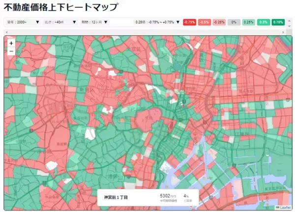 【業界初！不動産価格上下ヒートマップ】AIが不動産のエリア相場の上昇・下落を可視化