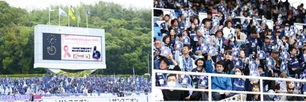 新日本製薬が乳がん啓発イベントをアビスパ福岡の冠試合にて実施～10,000名を超える来場者と乳がん啓発ファンフィンガーを掲げました～