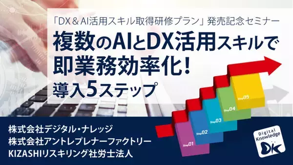 DX＆AI活用スキル取得研修セット発売記念セミナー「複数のAIとDX活用スキルで即業務効率化！導入5ステップ」12/31までオンデマンド配信