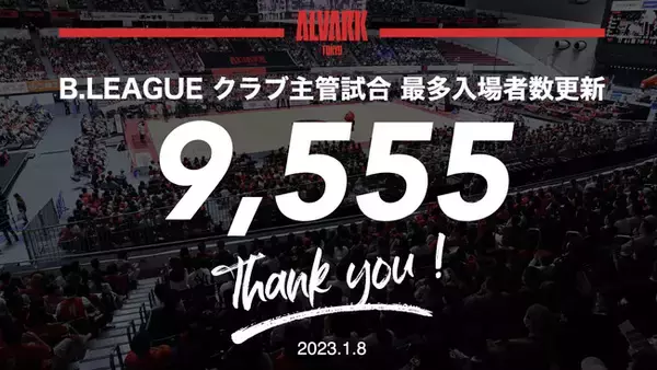 【新記録】B.LEAGUE クラブ主管試合 最多入場者数更新のお知らせ（1/8）