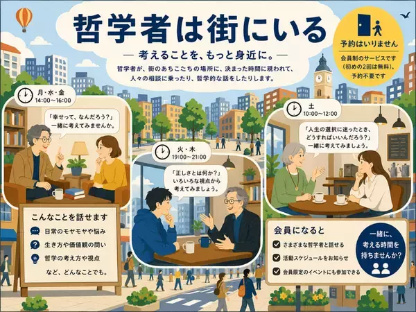 新規会員制サービスと連動したプロジェクト：街に哲学者が現れる新企画「哲学者は街にいる」始動。