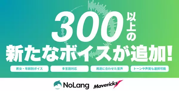 動画生成AI「NoLang」、300種類以上の「音声」を追加し、動画の表現力を大幅に拡張。あらゆるビジネスシーンにおける最適な音声が使用可能に