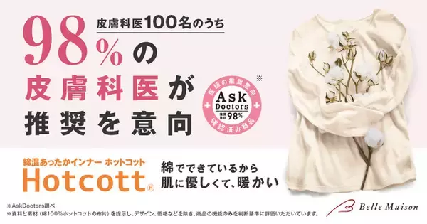 吸湿発熱機能性インナー初！ベルメゾンの「Hotcott（ホットコット）(R)」が「AskDoctors医師の確認済み商品」のマークを取得