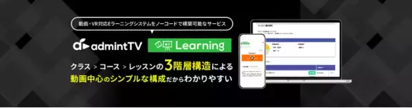 クラス／コース／レッスンの３層構造による動画中心のシンプルなEラーニングプラットフォーム「admintTV Learning」を7月23日リリース！