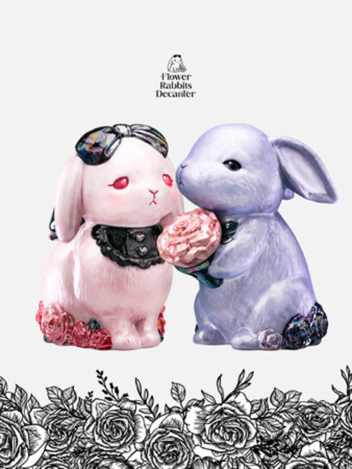 ペアでかわいいうさぎのお酒「Flower Rabbits Decanter（フラワー 