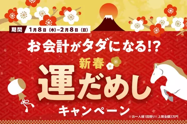 今日のお会計がタダになる！？新春運だめしキャンペーン実施 のお知らせ