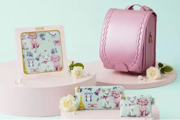 「土屋鞄のランドセルブランド「grirose」「FEILER(フェイラー)」とスペシャルコラボレーション第3弾　ブランド初となるオリジナルの犬猫柄　ハンカチ2種・ポーチ2型の全4アイテムが新登場」の画像