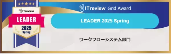 コラボフローが、「ITreview Grid Award 2025 Spring」ワークフローシステム部門で満足度と認知度の高い製品に贈られる「Leader」に3年連続で選出