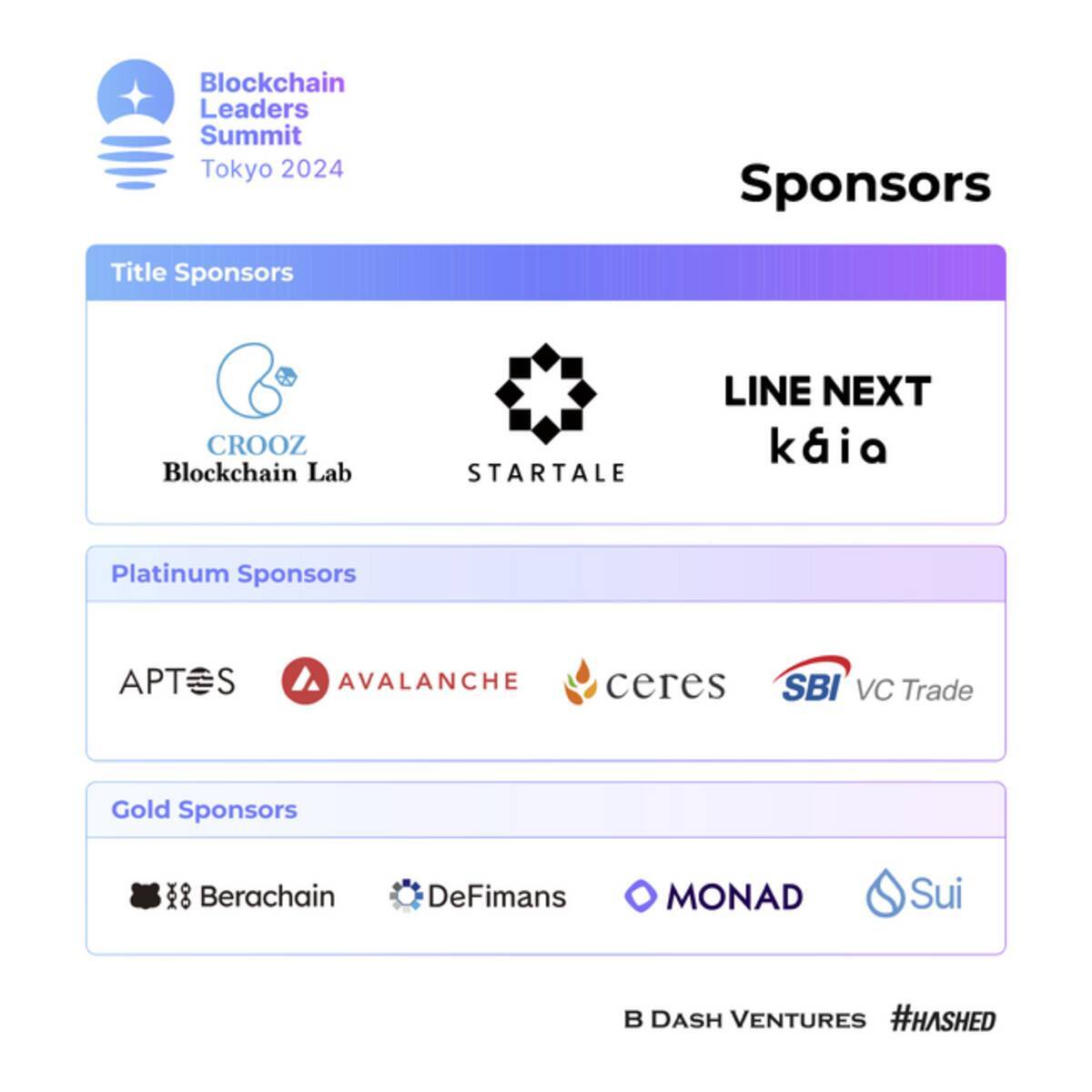 B Dash VenturesとHashed、「Blockchain Leaders Summit Tokyo 2024」のスポンサーを発表 -  エキサイトニュース