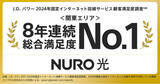 「高速光回線サービス「NURO 光」、8年連続、総合満足度No.1を受賞「通信品質」「各種提供サービス」「各種費用」の3ファクターで最高評価」の画像1