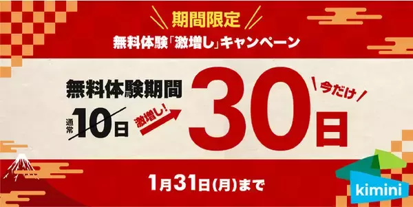 【学研のKiminiオンライン英会話】無料体験30日間へ激増しキャンペーン開催中！