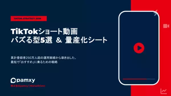【TikTok支援】1本15分で企画完成。株式会社pamxy、SNS総フォロワー約300万人の運用知見を転用した『TikTokショート動画・バズる型5選＆量産化シート』を無料公開