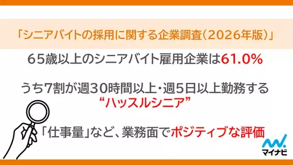マイナビ、「シニアバイトの採用に関する企業調査（2026年版）」を発表