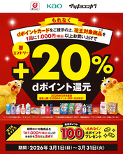 マツモトキヨシ・ココカラファインにおいて「花王対象商品でもれなく＋20％dポイント還元キャンペーン」を開催