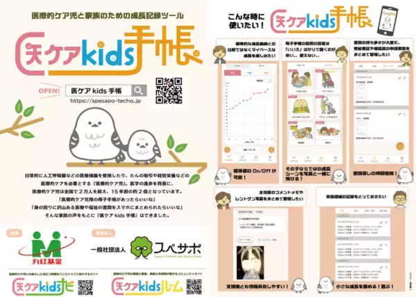 スペサポ、医療的ケア児と家族のための成長記録ツール「医ケアkids手帳」リリースのお知らせ