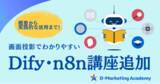 「D-Marketing Academy、生成AI講座数300超のeラーニングに、ノーコードAIアプリ開発ツール「Dify」「n8n」講座を大幅拡充」の画像1