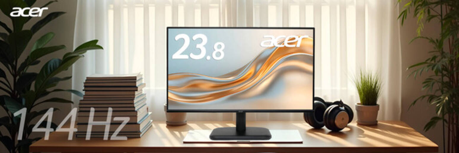 いつもの作業が、もっとなめらかに。Acerモニター、144Hzへ進化。FHD 
