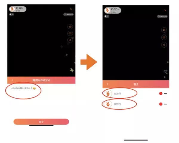 ライブ中に匿名で質問できる次世代ライブコマースの新機能！