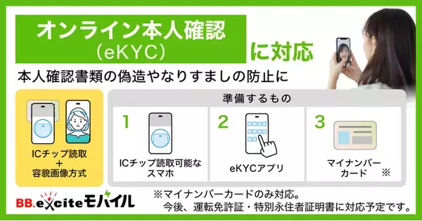 格安SIMサービス「BB.exciteモバイル」、本人確認手続きにオンライン本人確認(eKYC)を導入