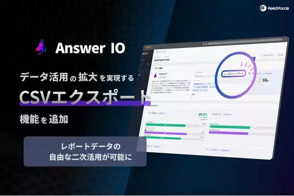 フィードフォース、AEOサービス「Answer IO」にCSVエクスポート機能を追加、レポートデータの自由な二次分析が可能に
