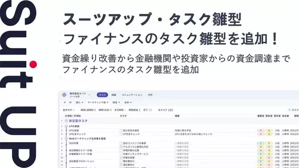 経営支援クラウド「Suit UP」、ファイナンスのタスク雛型の追加のお知らせ