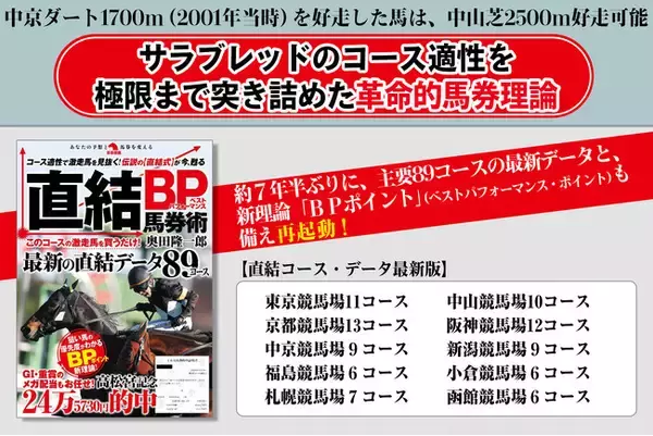 直結コースの激走馬を買え！サラブレッドのコース適性を極限まで突き詰めた革命的理論「直結式」。レジェンド馬券術が最新データで今、甦る。『直結ＢＰ馬券術』５月18日発刊！