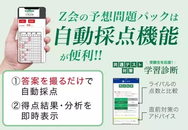 【Ｚ会の本】「予想問題パック」に自動採点機能が追加！共通テストの仕上げに便利！！