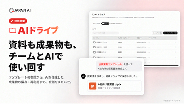 AIエージェントとファイルを共有・再利用できる「AIドライブ」を提供開始