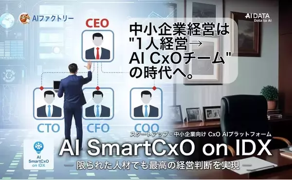 AIデータ社、中小企業経営は"1人経営→AI CxOチーム"の時代へ。各部門に博士級AI幹部を配備する「AI SmartCxO on IDX」を発表