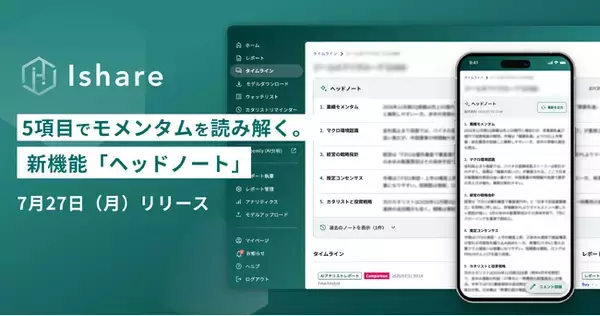 東証上場・約3,700社を「解釈」でフル・カバレッジ――Ishare、個別銘柄のモメンタムを読み解く新機能「ヘッドノート」を公開