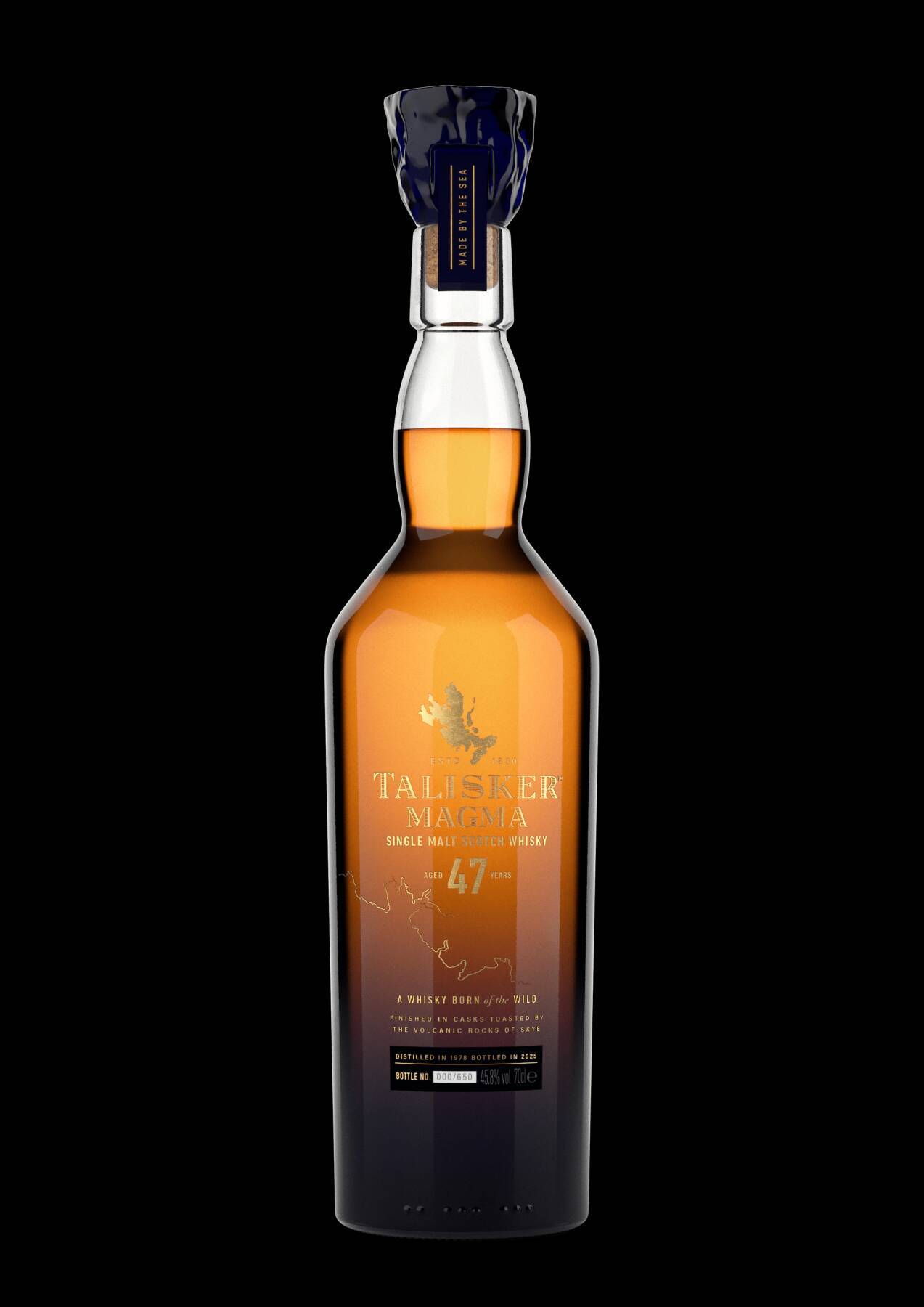 タリスカー史上最高齢酒となる47年醸成の限定ボトル “タリスカー 47年 マグマ”が数量限定で発売
