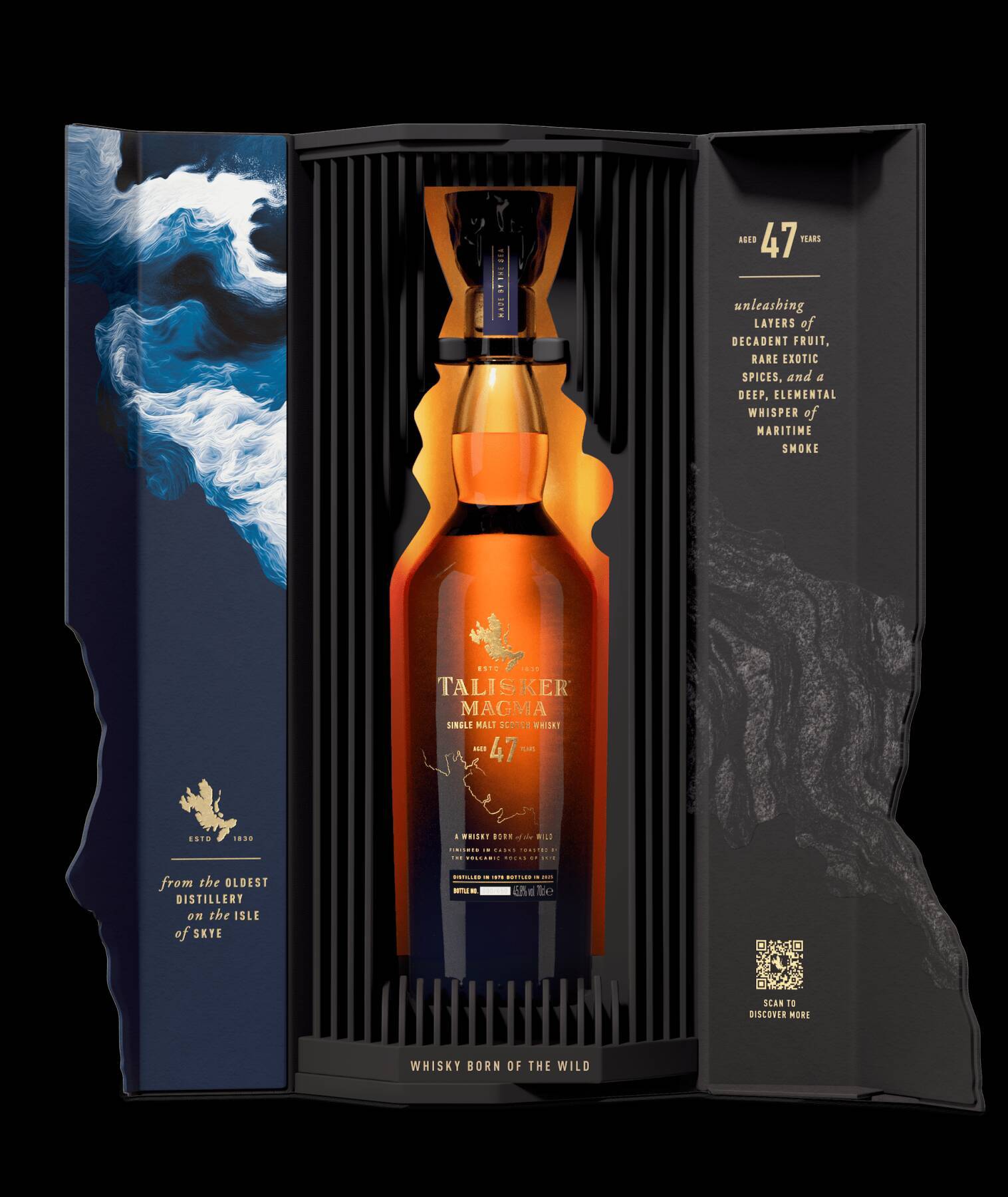 タリスカー史上最高齢酒となる47年醸成の限定ボトル “タリスカー 47年 マグマ”が数量限定で発売