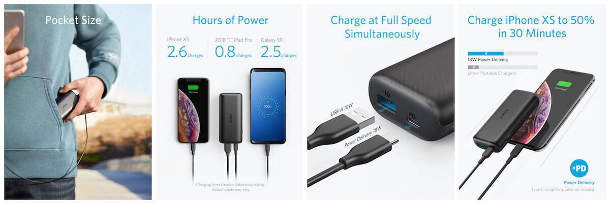 最新のiPhoneやGalaxyを2回以上充電できる10000mAhのモバイルバッテリー「Anker PowerCore 10000 PD」が登場！